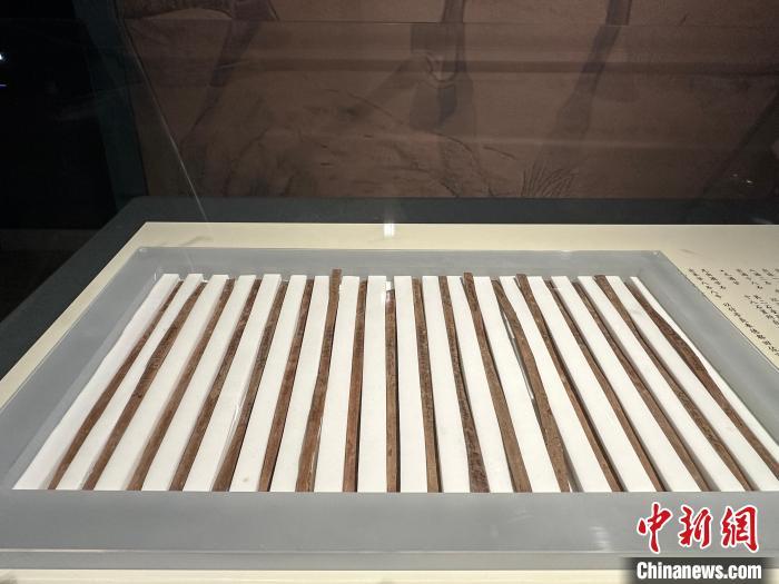 圖為甘肅簡牘博物館展陳的漢簡。中新社記者 戴文昌 攝