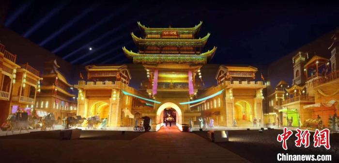 2024年7月15日，甘肅嘉峪關開啟“夜游”模式。圖為夜游燈光劇《天下嘉峪關》光影效果。(甘肅嘉峪關關城景區(qū)供圖)